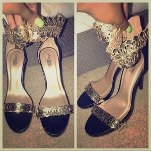 Black and gold heels